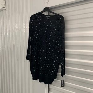INC International Concepts Black and White Polka Dot Sweater